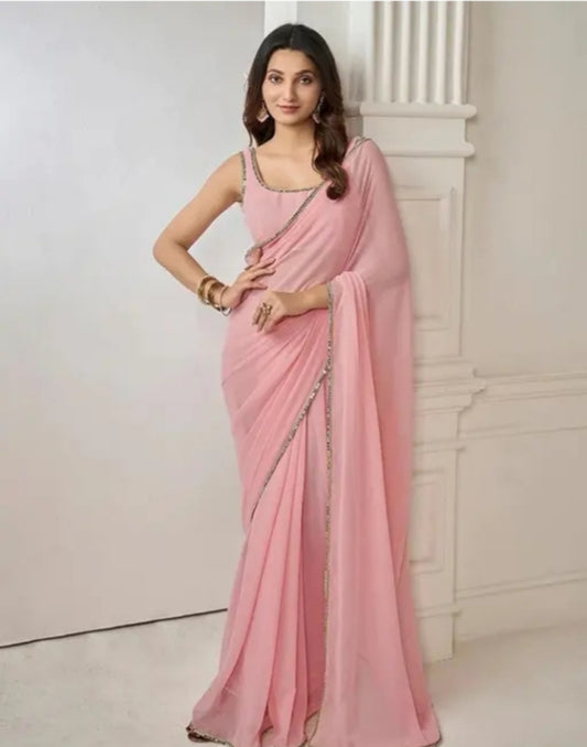 Party com traditional pink saree