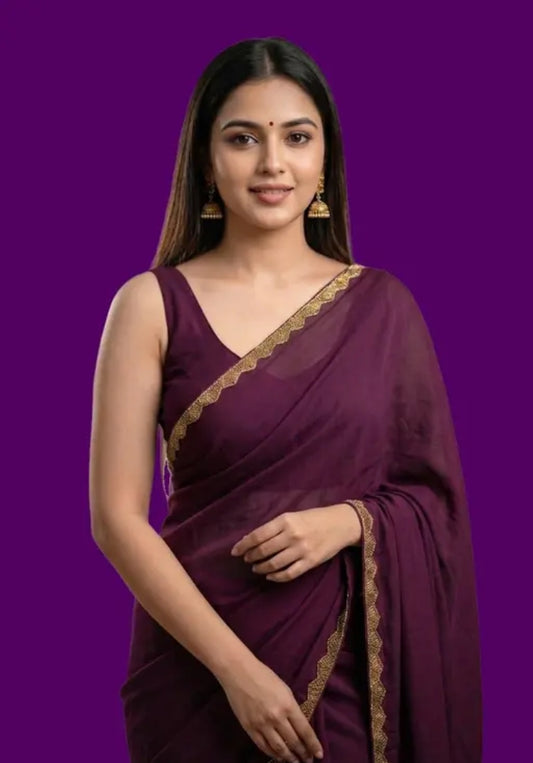 Georgette party wear /sleeve less saree